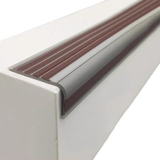 Night - Tira reflectante para el borde de la escalera, en forma de L, protector de nariz para interiores y exteriores, cinta de seguridad antideslizante, color marrón, 30 m de largo