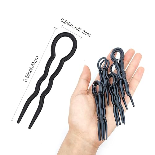 Miniatura 2 de Hoyols 12 horquillas para el cabello estilo francés de 3.5 pulgadas, pequeño tenedor francés para el cabello, horquillas onduladas en forma de U,