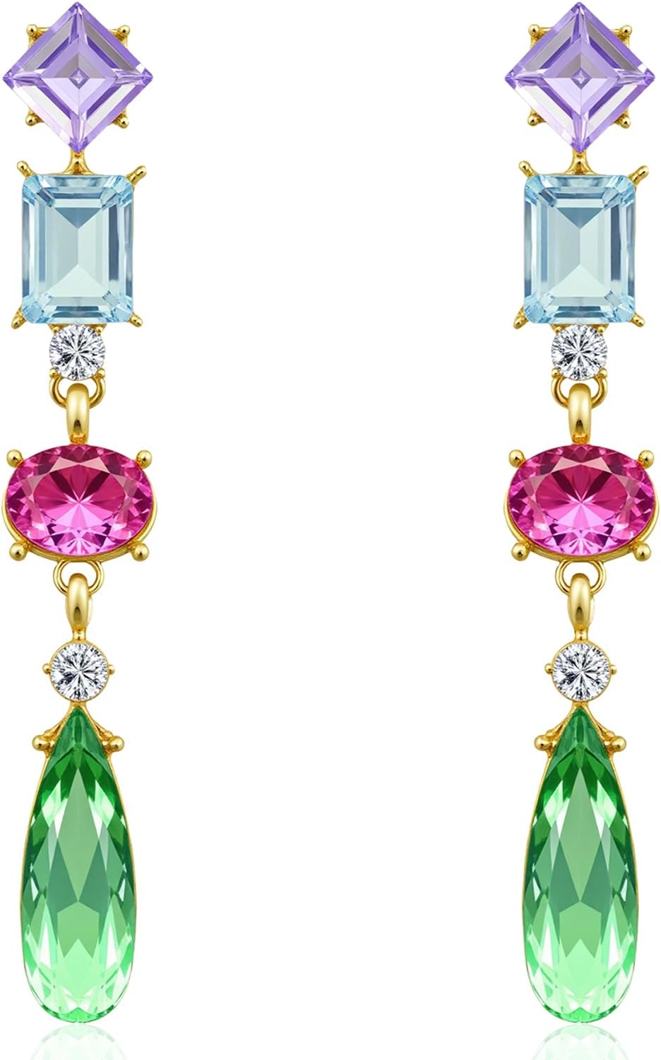 Handmade Sparkly Crystal Teardrop Dangle Drop Earrings Chic Long Square Round Oval Rhinestone Chain Stud Earrings For Women