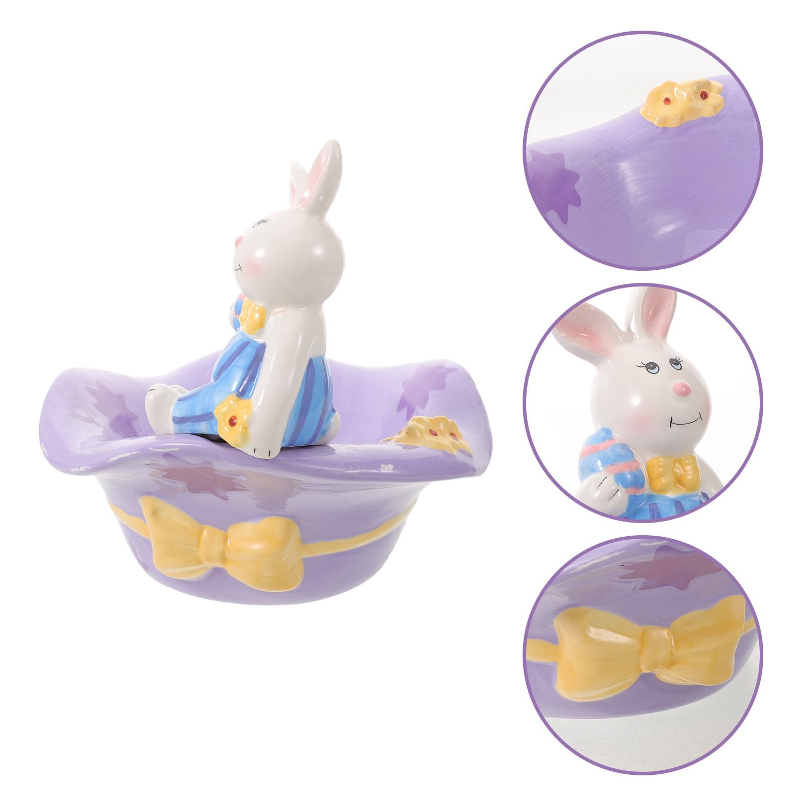 VOSAREA Ciotola Coniglio in Ceramica Pasquale per Caramelle e Snack | Design Festivo a Forma di Coniglio, Finitura Ceramica, per Decorazioni di Pasqua e Feste Primaverili