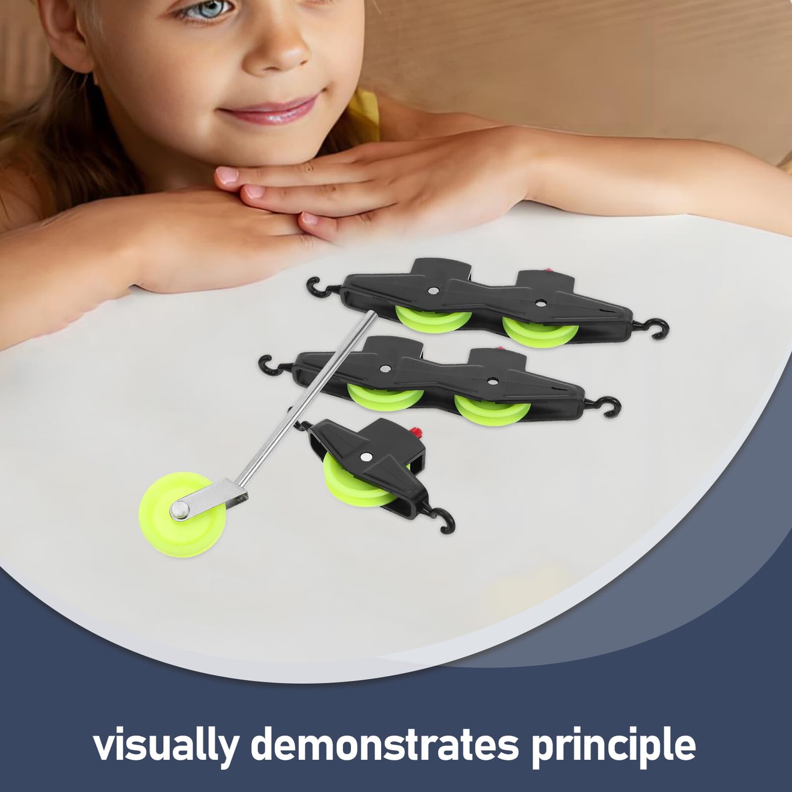 Juego de Poleas Educativas Ajustable para Experimentos Científicos Sistema de Elevación Poleas Fijas y Móviles de Hierro y Plástico Equipo de Física para Laboratorio Escolar