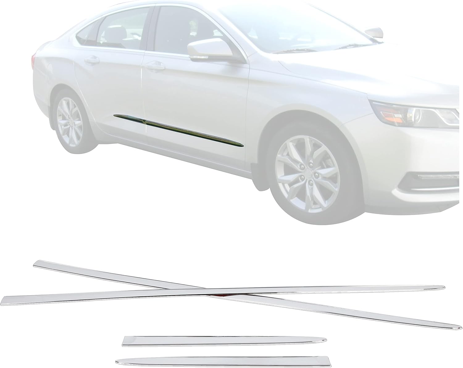 ECOTRIC Side Door Molding Trim Garnish Skirt Compatible with 2015-2020 Chevy Chevrolet Impala