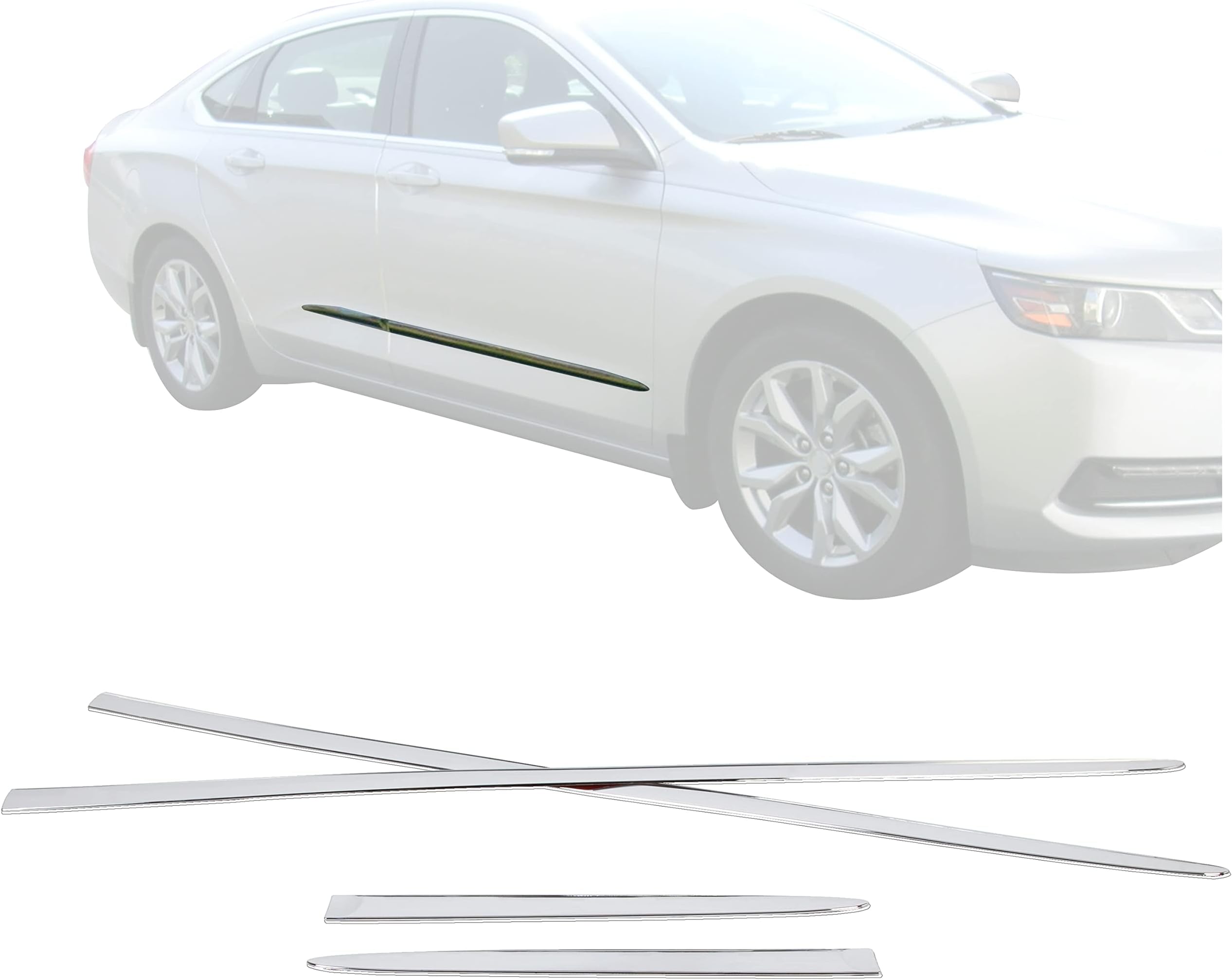 ECOTRIC Side Door Molding Trim Garnish Skirt Compatible with 2015-2020 Chevy Chevrolet Impala