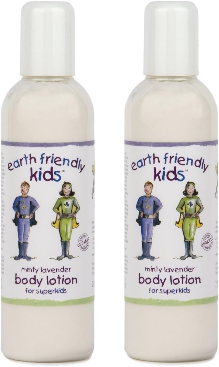 2 x Earth Friendly Kids® Children Skin Body Lotion with Natural Certified ORGANIC Ingredients 250ml (Minty Lavender)