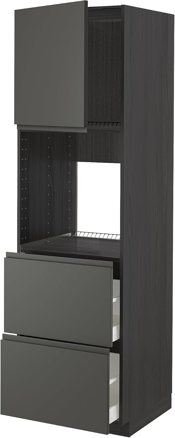 METOD/MAXIMERA Hi Cab f ov w dr/2 frnts/2 hi drwrs, Black/Voxtorp Dark Grey, 60x60x200cm