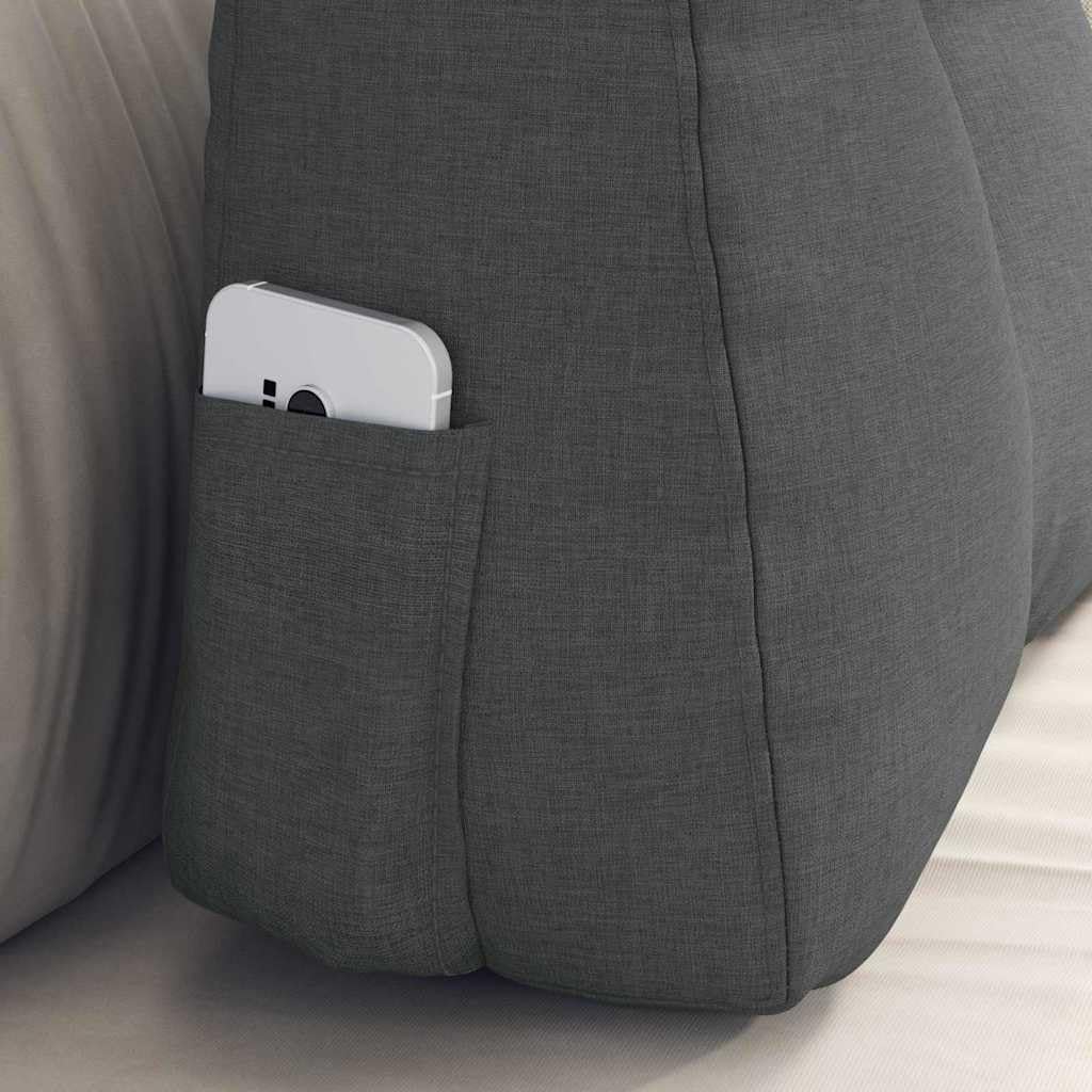 Poduszka na plecy, ciemnoszara, 60 x 24 x 50 cm, materiał z ergonomicznym podparciem, zdejmowana poszewka, wszechstronna jako poduszka do czytania, poduszka lędźwiowa, poduszka pod kark na