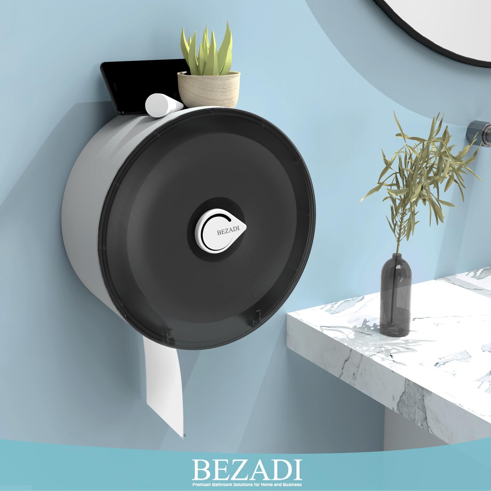 Dispensador de toallas de papel para baño, soporte de pared, color negro 510123