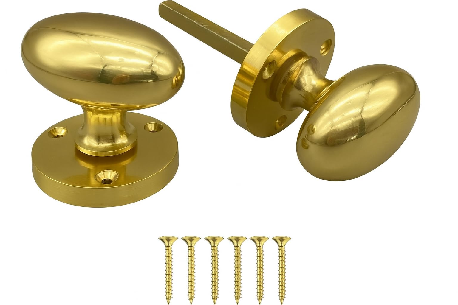 SISI UK Coppia di pomelli ovali in ottone massiccio, 65 mm, stile vittoriano, per porte interne ed esterne