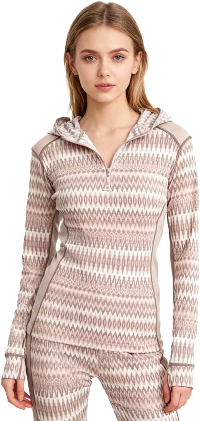 Women’s Merino Wool Half Zip Base Layer – 100% Merino Midweight Long Shirts for Hik...