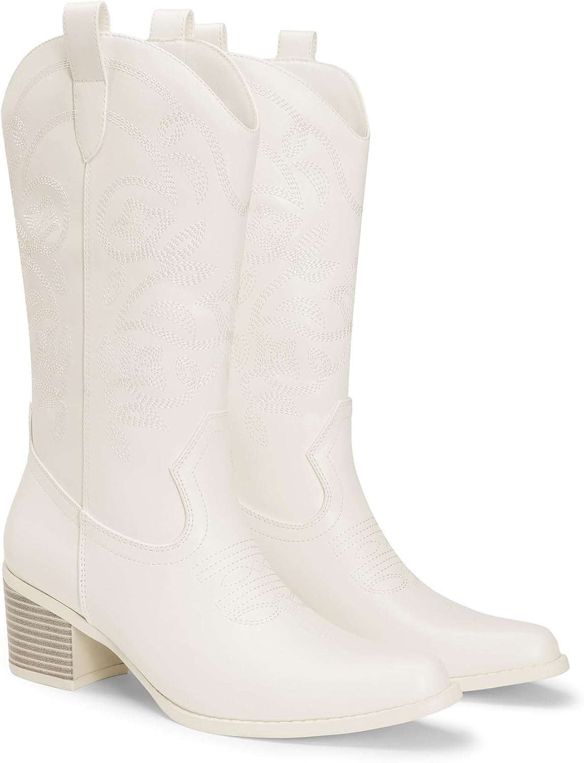 DREAM PAIRS Cowboy Boots for Women Cowgirl Western Boots Fashion Embroidery Stitched Chunky Heel Mid Calf Boots - Image 8