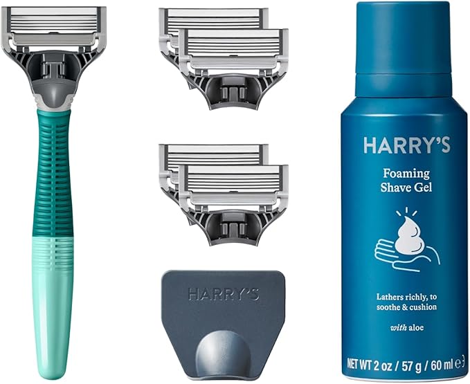 Harry's Razors for Men Men's Razor Set with Tropical Green Handle, 5