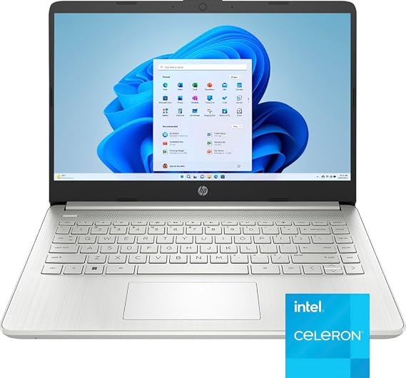 HP 14 HD (1366 x 768) Display Laptop, Intel Celeron N4120, 1.1GHz, 4GB Memory, 128GB eMMC, Windows 11 Home in S Mode, One Year Office 365 Included, Natural Silver, 14-dq0760dx