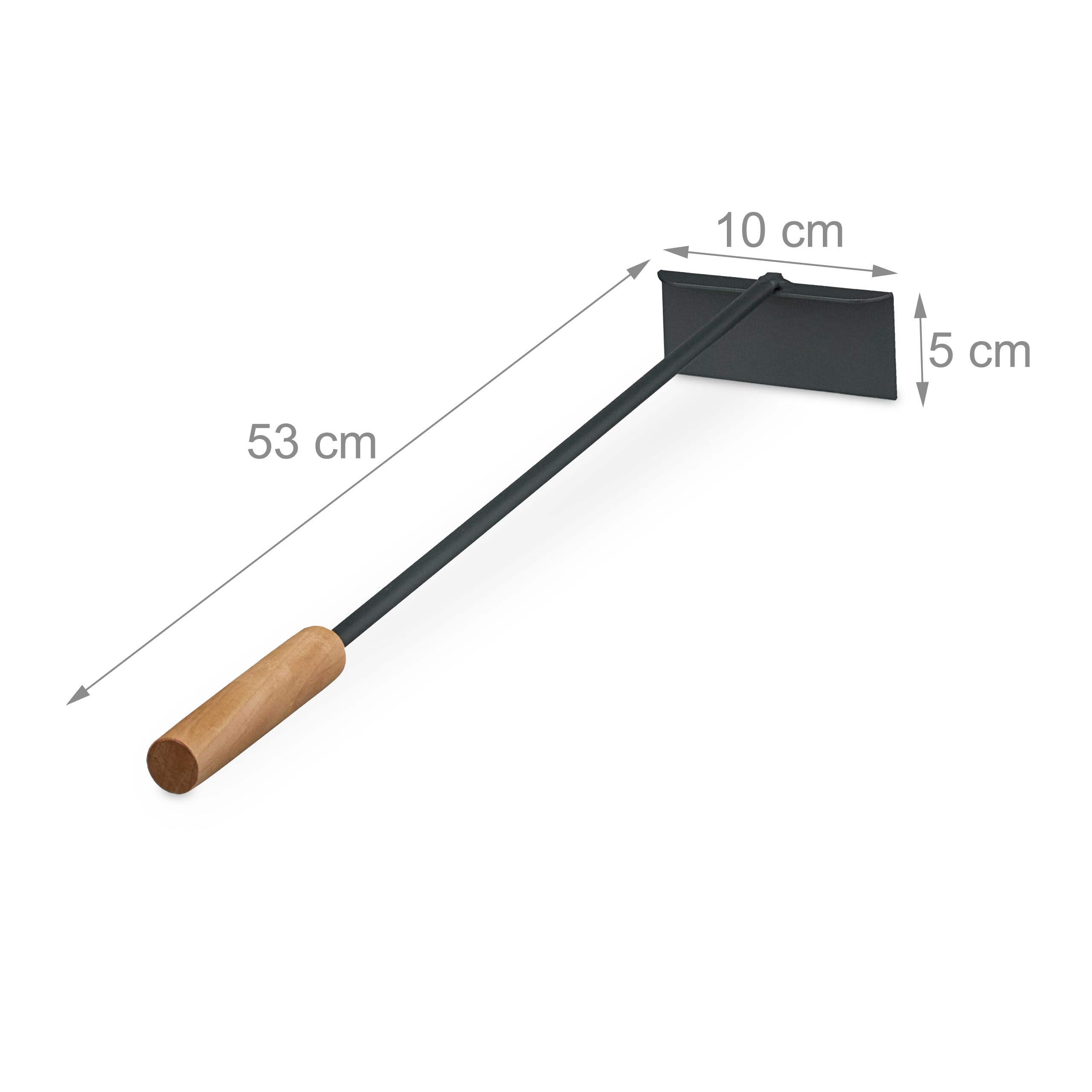 Relaxdays Gratte-Cendres 53 cm Manche en Bois Métal Barbecue Cheminée Four Noir Naturel