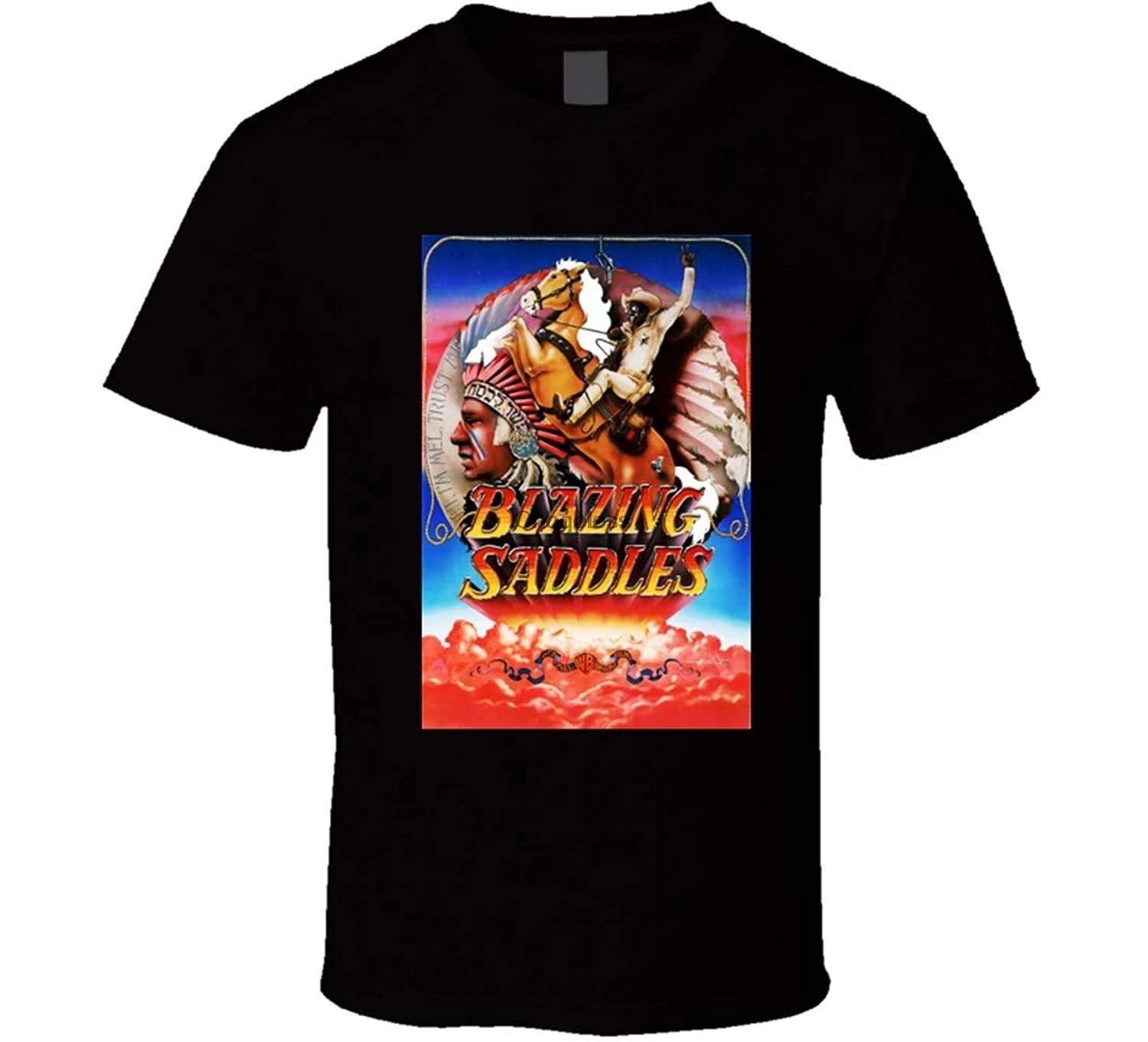 HANGCHANG Blazing-Saddles-70s-Comedy-Movie-Poster-Cool-T-Shirt Black