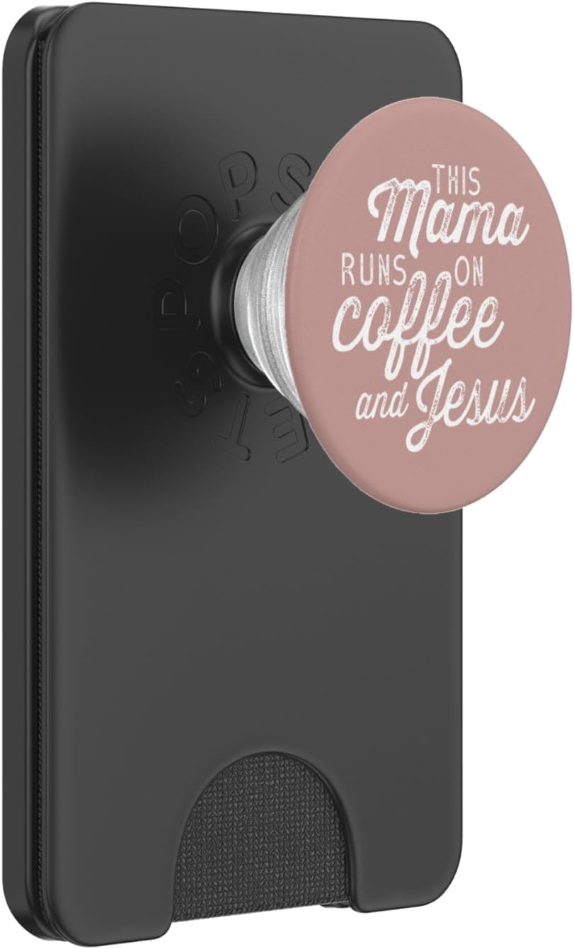 This Mama Runs on Coffee and Jesus - Cute Christian Quote PopSockets PopWallet for MagSafe
