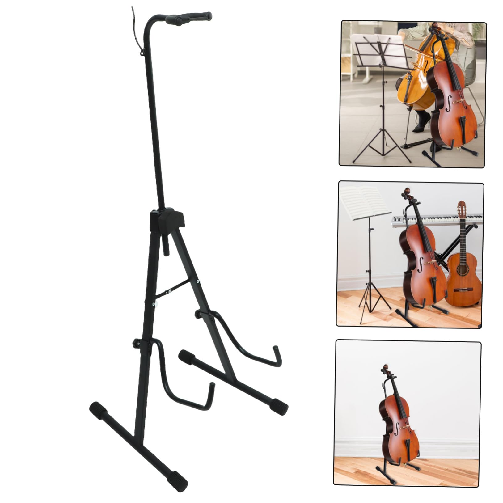 Soporte Ajustable para Violonchelo de Aleación Negro Plegable | Accesorio Portátil, Diseño Abatible, Uso Doméstico, Soporte Estable para Instrumentos Musicales