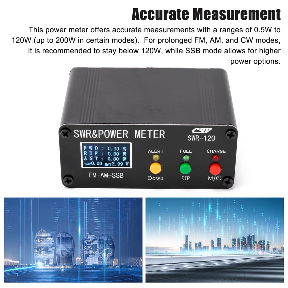 Compteur SWR 120W, Compteur de Puissance à Ondes Stationnaires, Compteur de Puissance Numérique avec écran OLED pour les Amateurs de Radioamateur