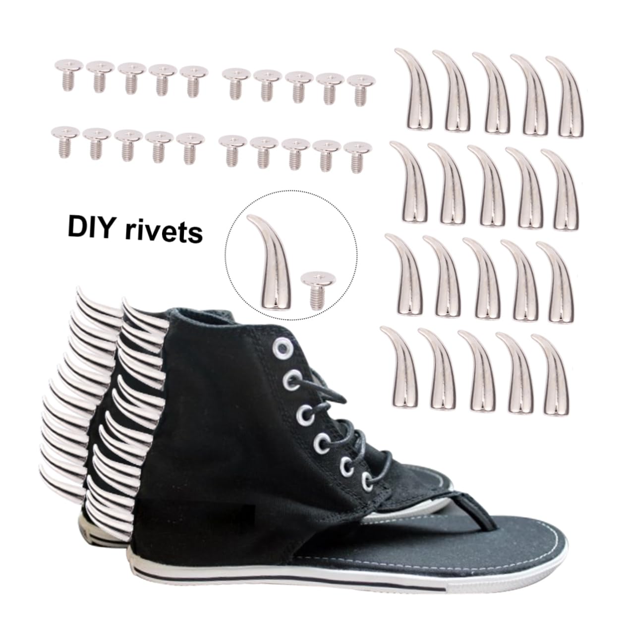 Amosfun 10 Juegos Remaches Punk De Forma De Pimiento Plateados Accesorios De Moda Para Ropa De Cuero Bolsos Y Jeans Para Proyectos Diy 20 Piezas X 10