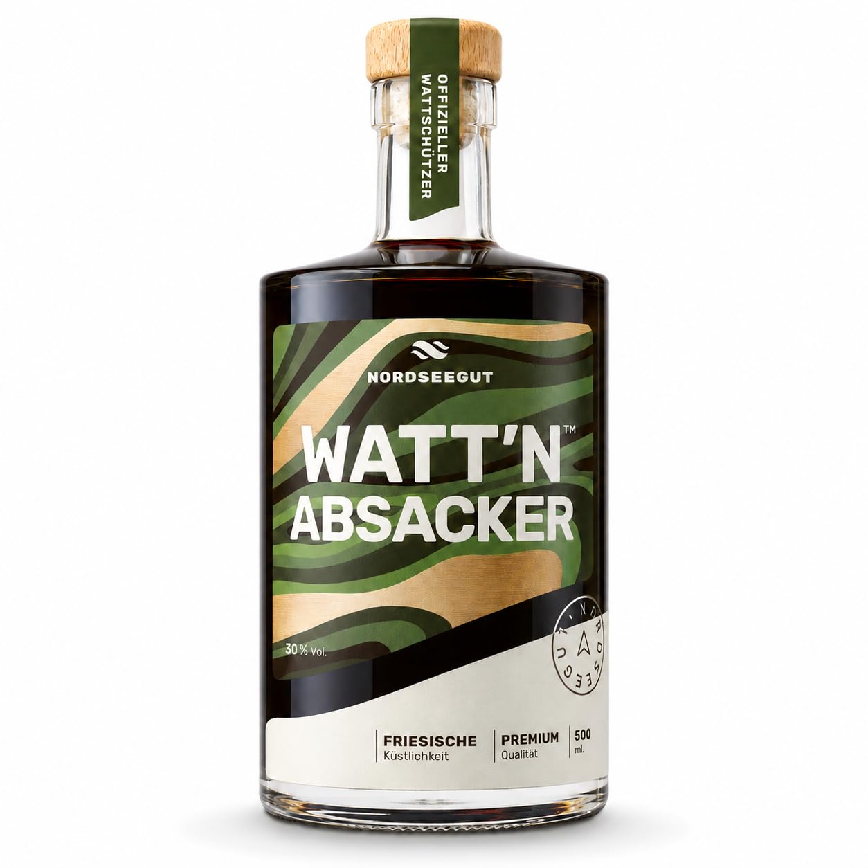 NORDSEEGUT WATT`N ABSACKER 30% Vol. 0.5 l Kräuterlikör mit Limette | Mit Limette, Hagebutte und Kräutern, mild aromatisch, leicht würzig, mit dezenter Schärfe und Nordsee Premiumqualität