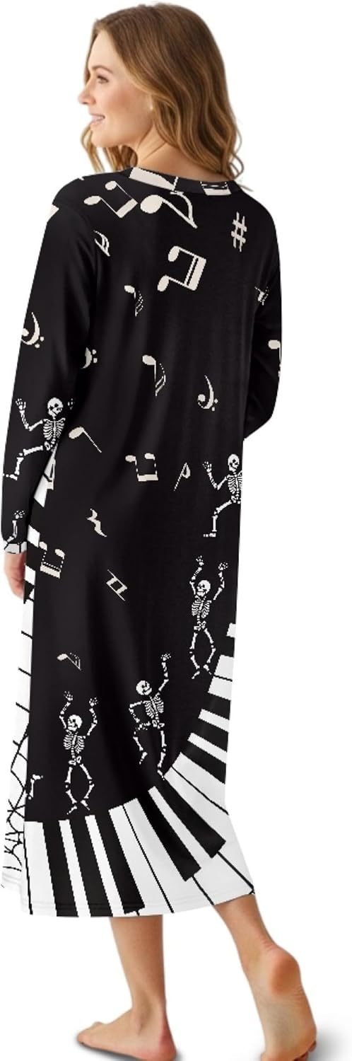 Nightgown For Women Long Sleeve Oversized Full Length Party House Sleep Lounge Dress Long Sleepwear Nightgown