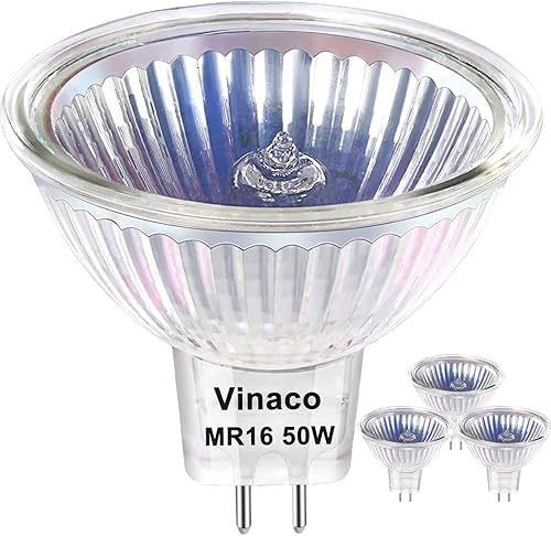 Vinaco Bombilla halógena MR16 de 50 W, 3 bombillas halógenas GU5.3 de alto rendimiento regulables de 12 V, luz MR16 GU5.3 con larga vida útil 2800 K