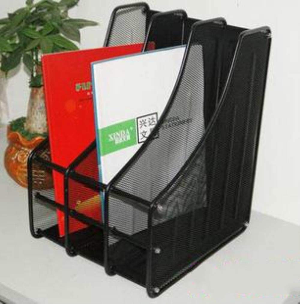Portadocumenti, Portadocumenti/Portadocumenti, Organizzatore di File da scrivania, Forniture per Ufficio Portadocumenti da Tavolo in Rete Metallica Metallica Nero (Nero Nero)