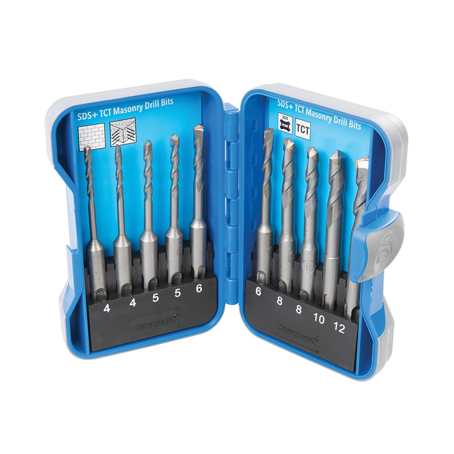 Silverline 628645 SDS Plus TCT Masonry Drill Bit Set 10pce 4 - 12 mm