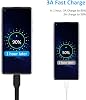 Cable de Carga Rápida Corto 6 pulgadas, 5 unidades Durable USB A a USB Tipo C 3A Cable para Estación de Carga Compatible con Samsung Galaxy Note 9 10 S10 S20 S30 OnePlus 7T 8T LG V30 V40 5