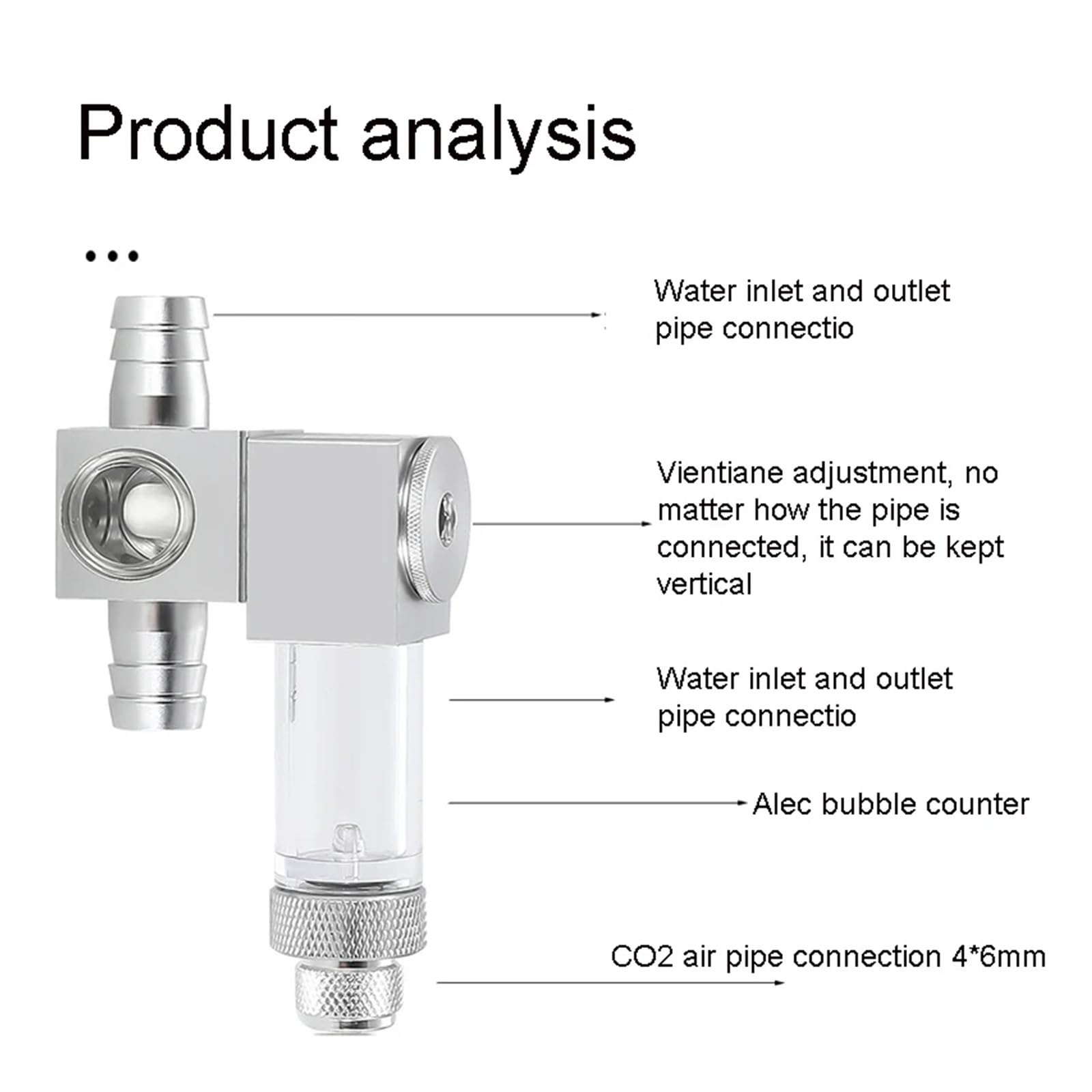 Aquarium DIY CO2 Diffuser Fish Tank CO2 External Atomizer Aluminum Alloy CO2 Generator Regulator Accessories CO2 Diffuser(Refinement head)