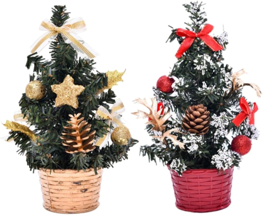 3sets 20cm Desktop Christmas Tree Ball Ornaments Xmas Table Decor 2pcs*3