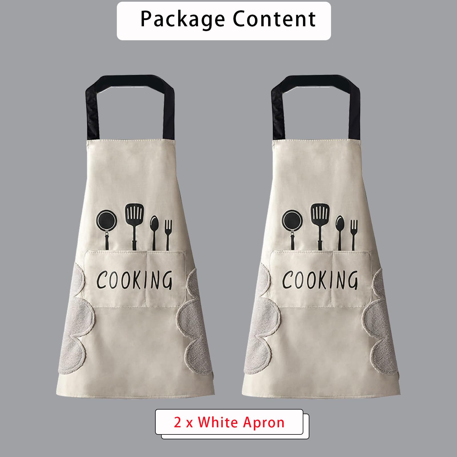 DILLMAN Kitchen Apron for Women with Hand-Wipeable Pockets, Large Pocket, Hand-Wipeable, Waterproof for Cooking Baking - Image 2