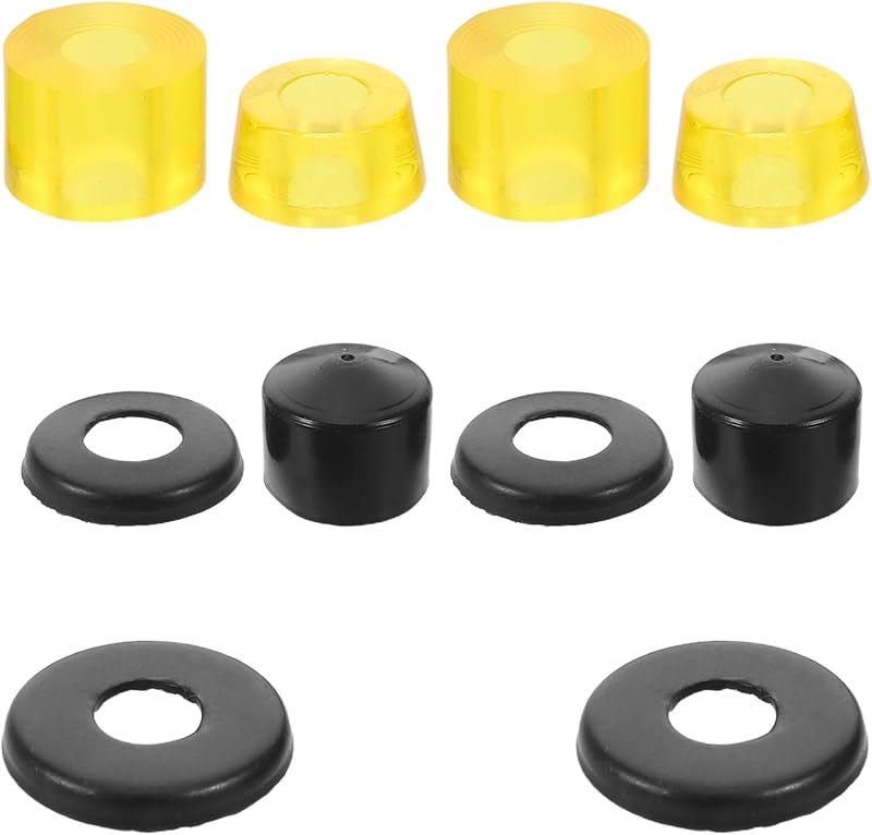 SOLUSTRE Bujes amortiguadores para monopatín con plástico y material de poliuretano para arandelas de longboard, accesorios amarillos para monopatín diseñados para desplazamientos al aire libre y reducción de vibraciones