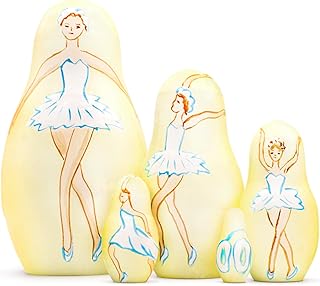 AEVVV Bolshoi Ballet Russian Nesting Dolls Set 5 pcs - Ballerina Gifts - Matryoshka Ballerina Doll - Wooden Ballerina - Ballerina Decor - Ballet Gifts