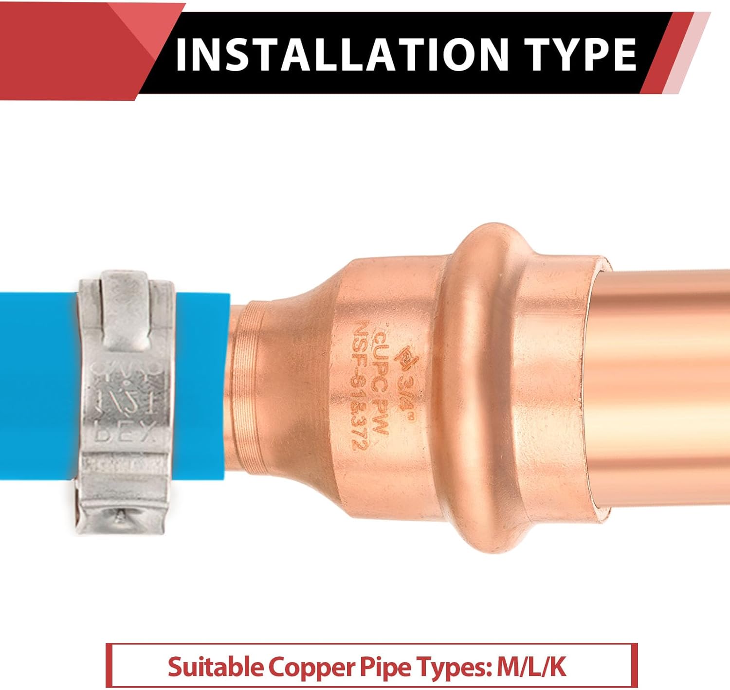 (Pack of 10) EFIELD 3/4 inch Copper Press x 3/4 inch PEX Crimp Coupling Copper Fittings Adapter For Copper and Pex Pipe Connection, LBP Design,(PRESS022)