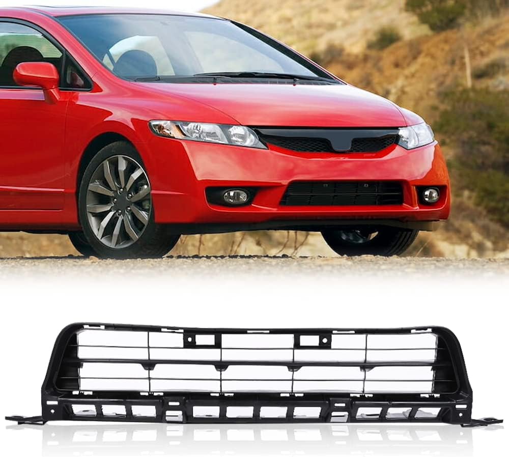 PIT66 Front Lower Bumper Cover Grille Compatible with Honda Civic Sedan 2009 2010 2011 Bumper Cover Grill parrilla para HO1036127 RH01530008 71107SNEA50