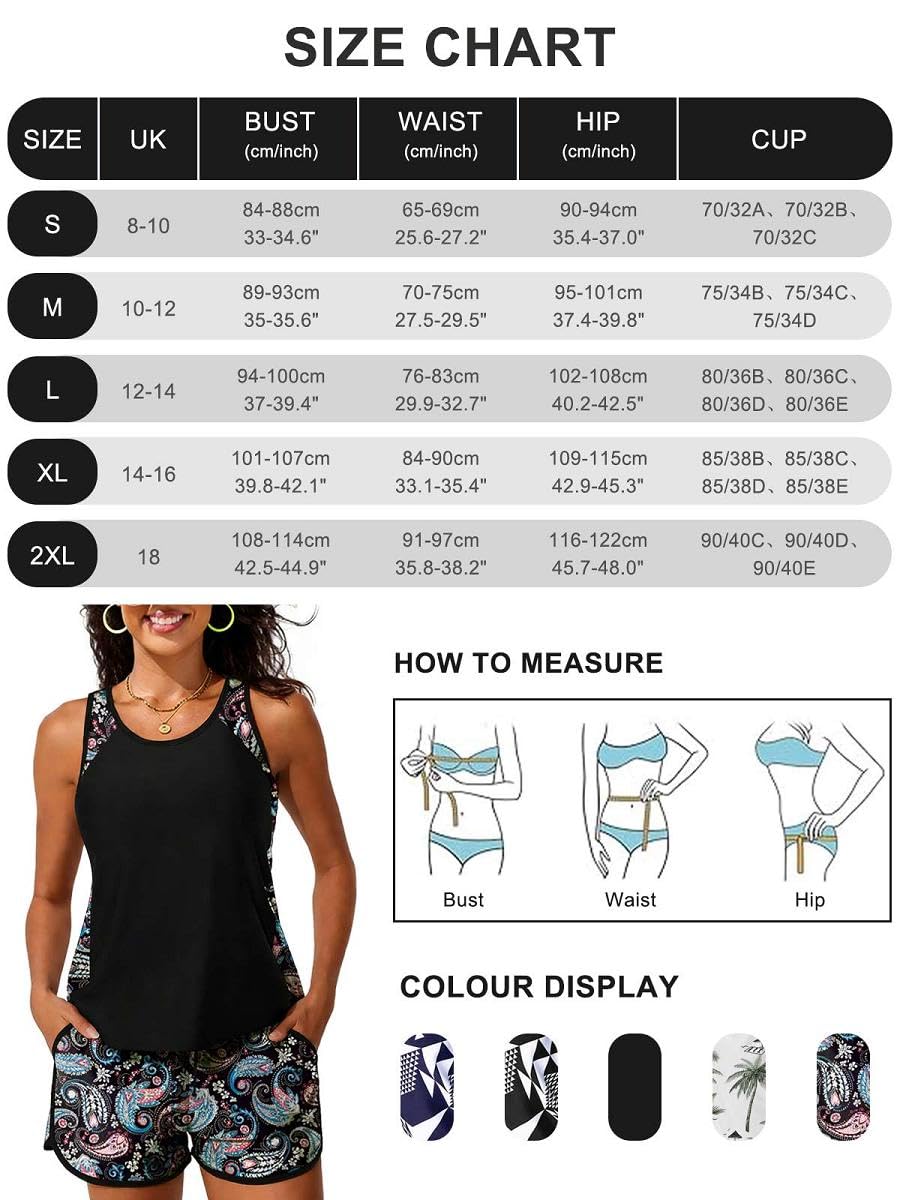 Maillot De Bain Deux Pièce Tankini Ensembles Imprimé Floral Maillot Haut avec Short de Garçon Grande Taille Maillots de Bain Bikinis Beachwear Maillot de Plage