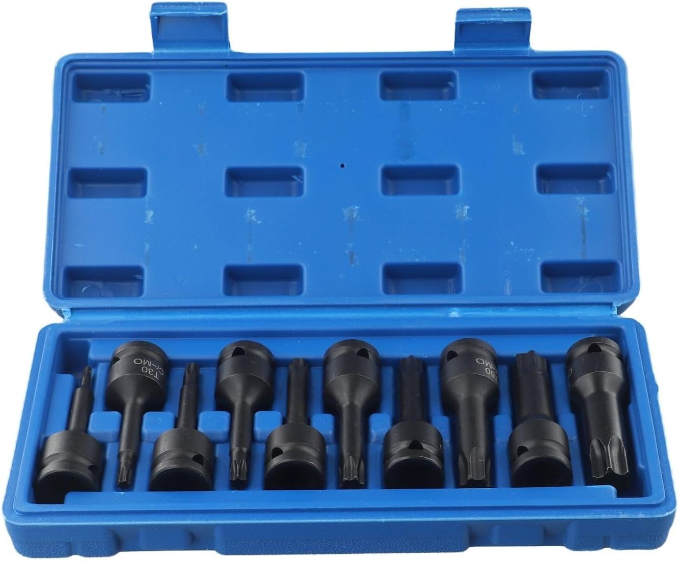 10-Piece 1/2 Inch Drive Star Bit Socket Set For T20-T80, Chrome Steel Wrench Tool With High Hardness And Toughness, Compatible For 1/2" Square Head Handle
