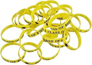 Veemoon 24 Piezas pulsera de graduacion pulsera de graduación favor dorado bandas tema portátil oro pulseras de para hombre pulseras de para gel de sílice Amarillo