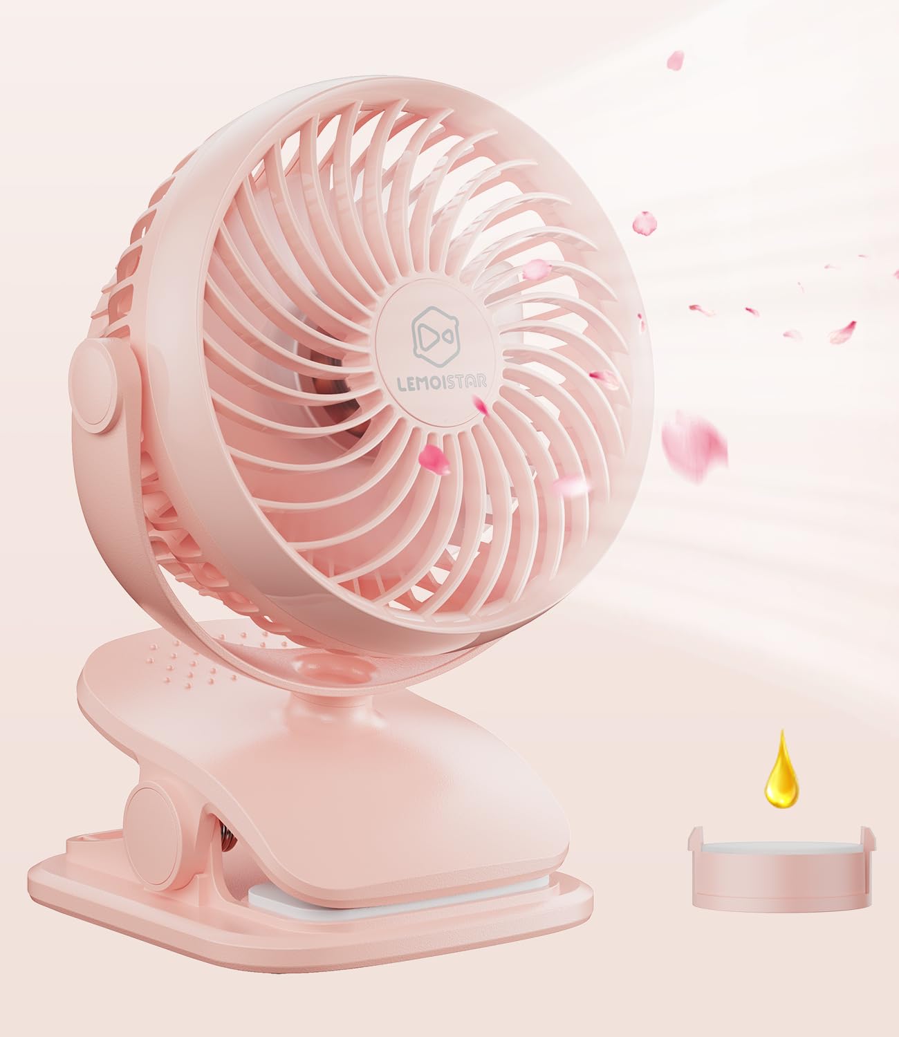 AA Battery Operated Clip on Stroller Fans, USB Powered Portable Desk Fan 4 Speeds Personal Golf Cart, Quiet, Small Table Fan, Free Angle Adjustable,