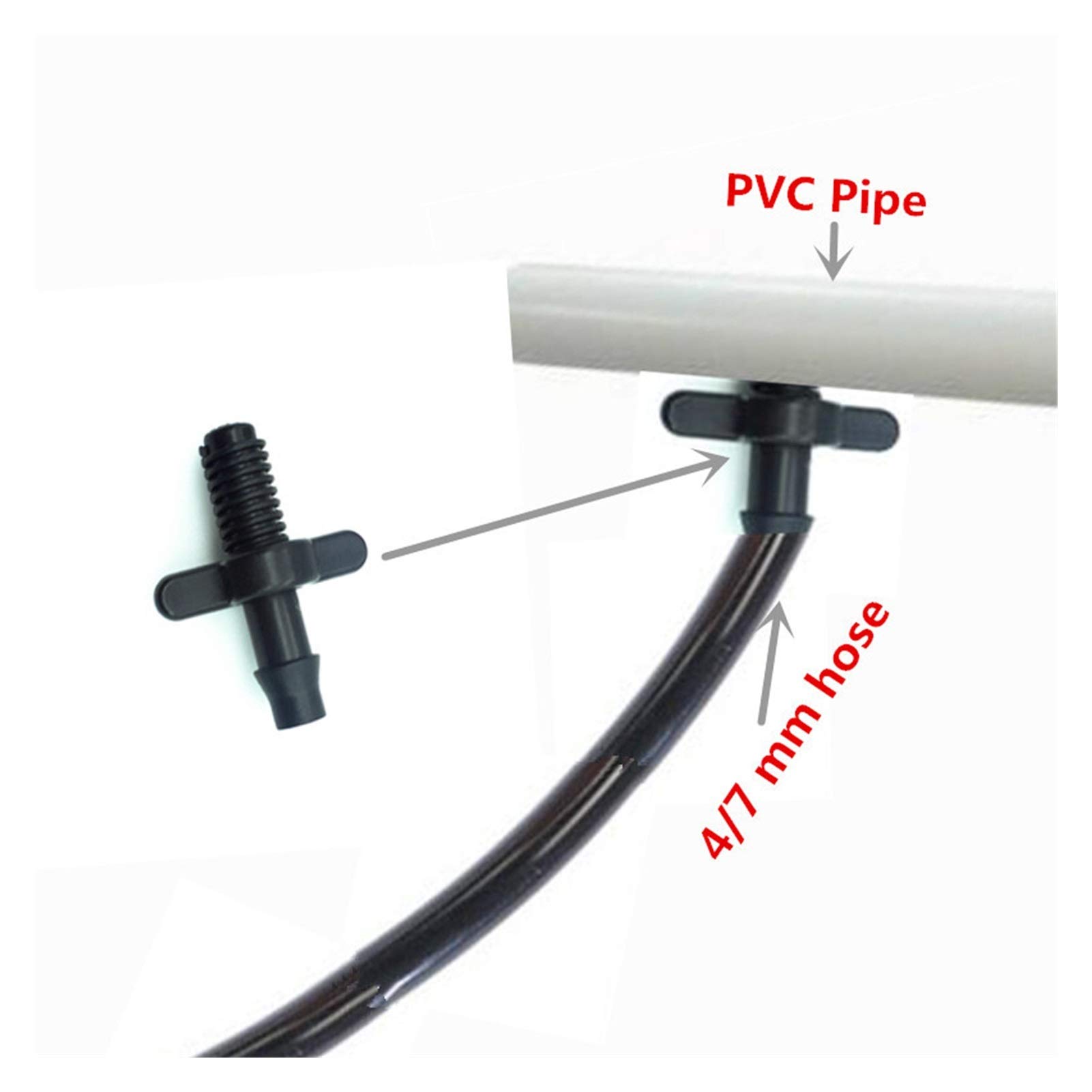 Schlauchverbinder 400 Stück Shunt-Barb-Anschlussschnittstelle, Gewinde-PVC-Rohradapter, Serie for Gartenpflanzen-Bewässerungssystem, 4/7 mm Schlauchanschluss