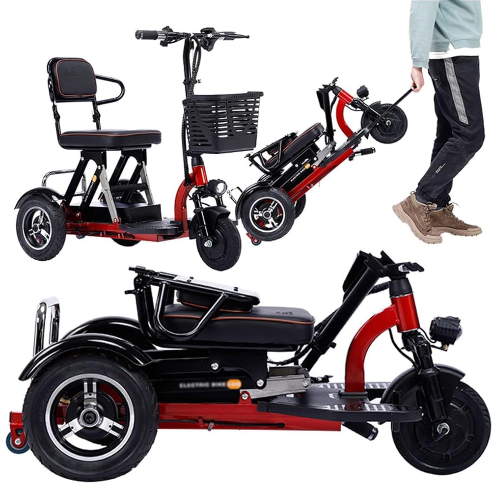Scooter per disabili con Design Pieghevole a 3 Ruote per Un Facile Trasporto, Scooter per disabili con Cestino e Caricabatterie per Anziani, Ideale per Una Maggiore Indipendenza e praticità.