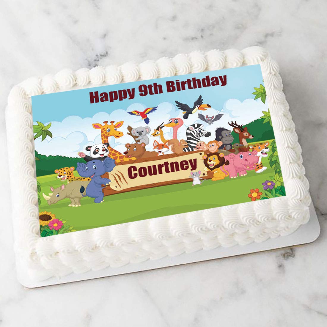 Buy Cute Jungle Animals Theme Personalised A4 Cake Topper Edible Icing