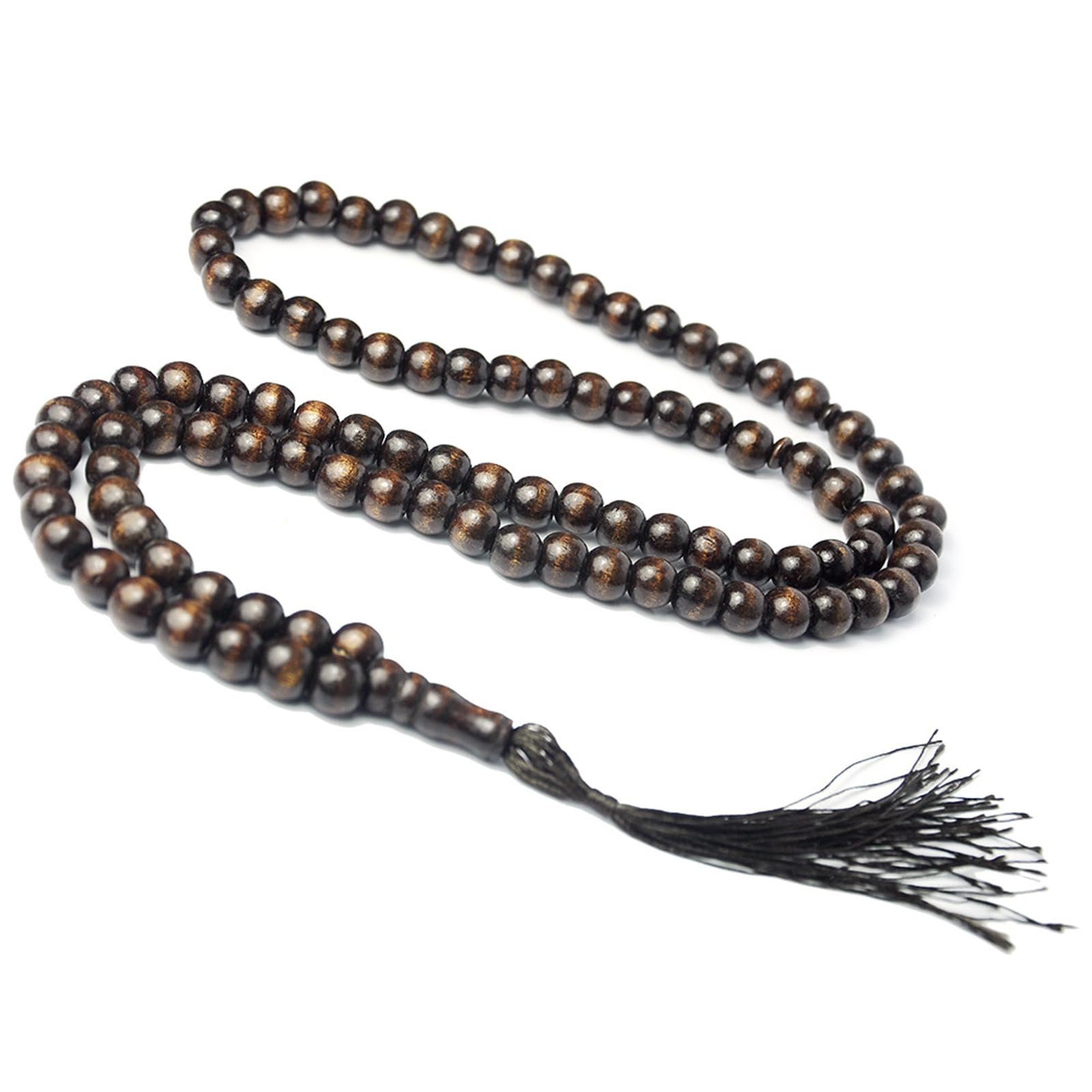 YANGLY Roset Handcrafted Holding Rosary 8mm 99 Beads Prayer Beads with Bead Stops Muslim Wood Beads Religious Jewelry for Unisex