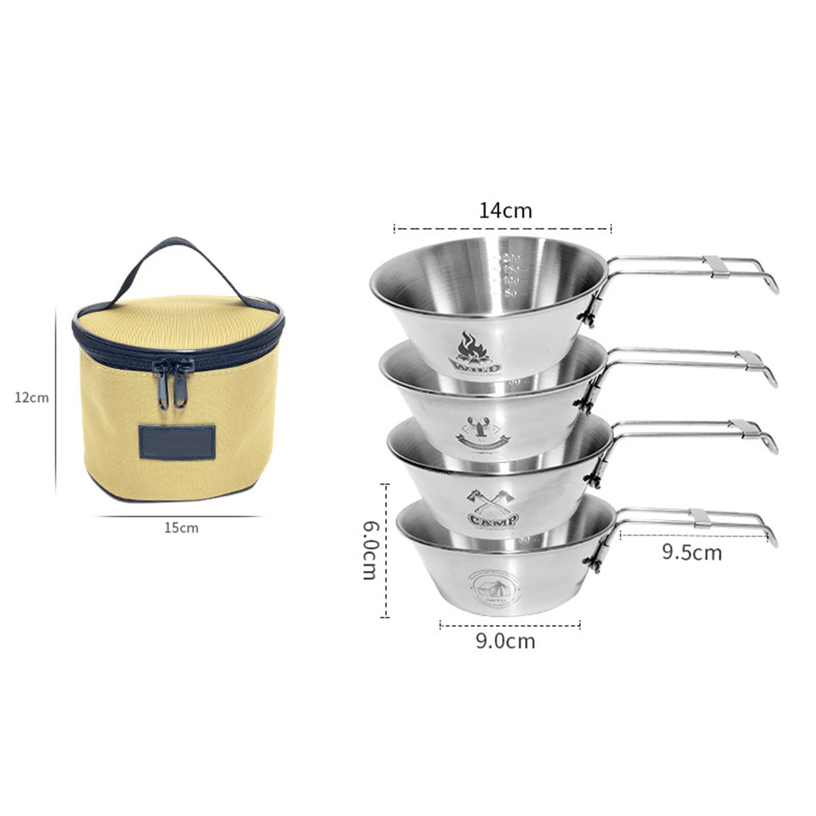 Outdoor Faltschüssel 500ml 304 Edelstahl Camping Geschirr Wandern Reisen Faltbare Tragbare Schüssel Faltschüssel für Reisen Camping Set mit Griff
