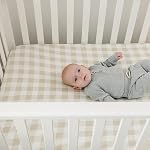 Pobibaby - 2 Pack Premium Fitted Neutral Crib Sheets for Standard Crib Mattress - Ultra-Soft Cotton Blend, Safe & Snug Fit, Stylish Gingham Crib Sheet (Khaki)
