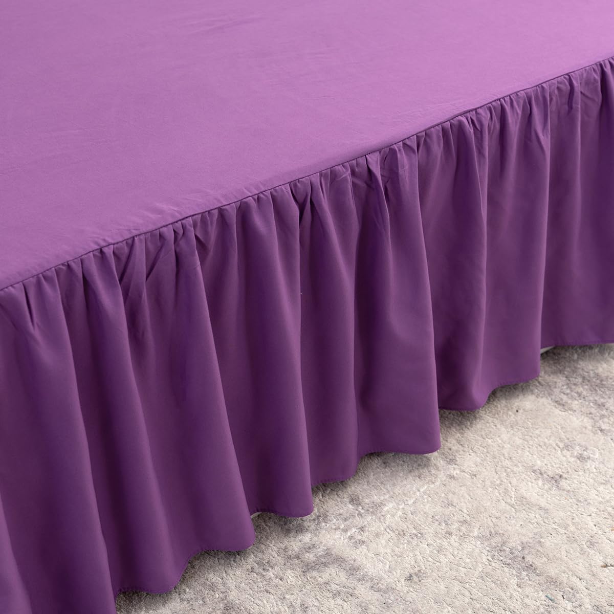 Ruffled Bed Skirt, Split Corners, 14 Inch Drop, Full Size, Grape