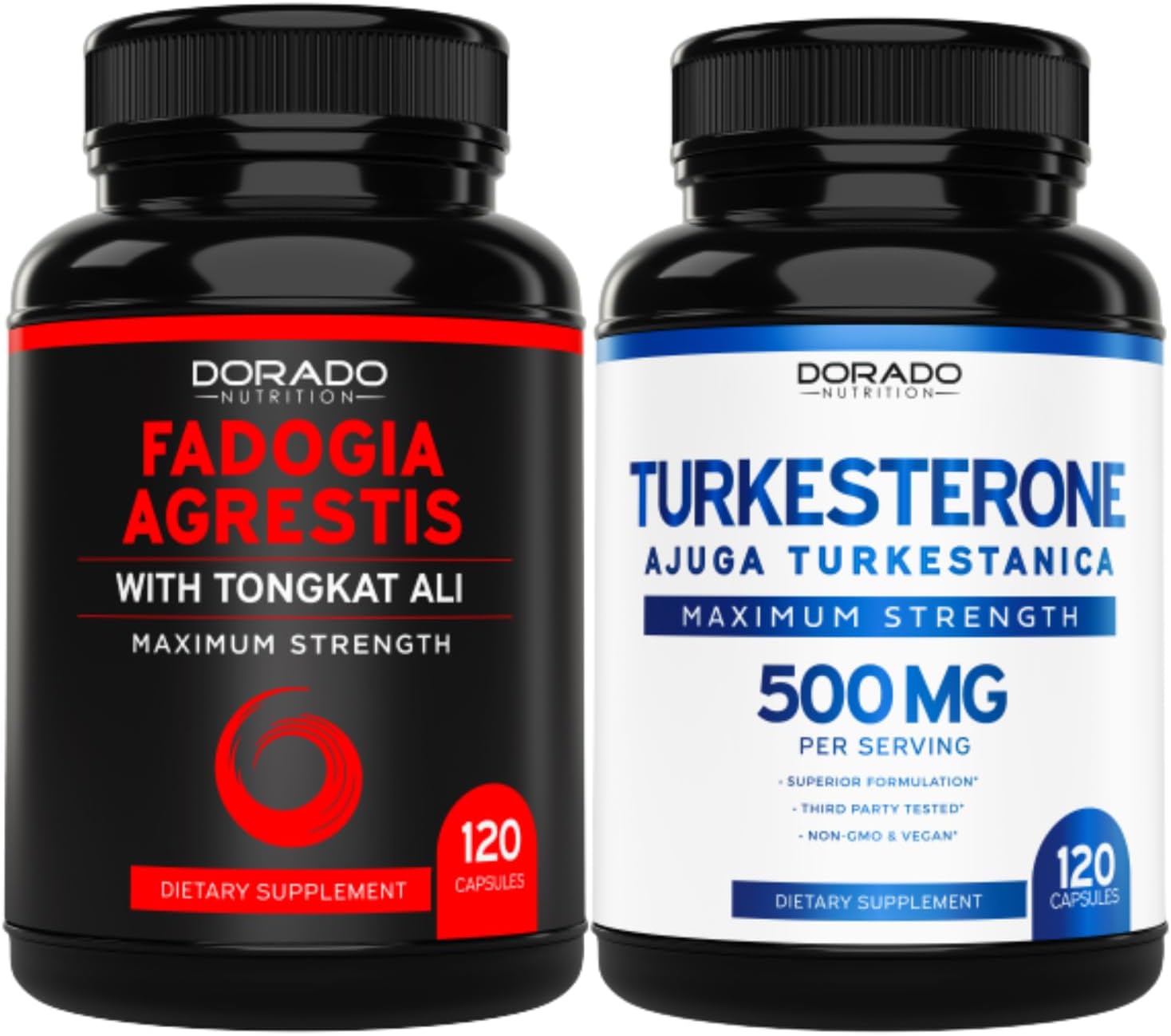 Fadogia Agrestis and Tongkat Ali Supplement (120 Count) Athletic Performance & Muscle Mass and Turkesterone (120 Count) Athletic Performance & Muscle Mass Performance Blend - Vegan & USA Made
