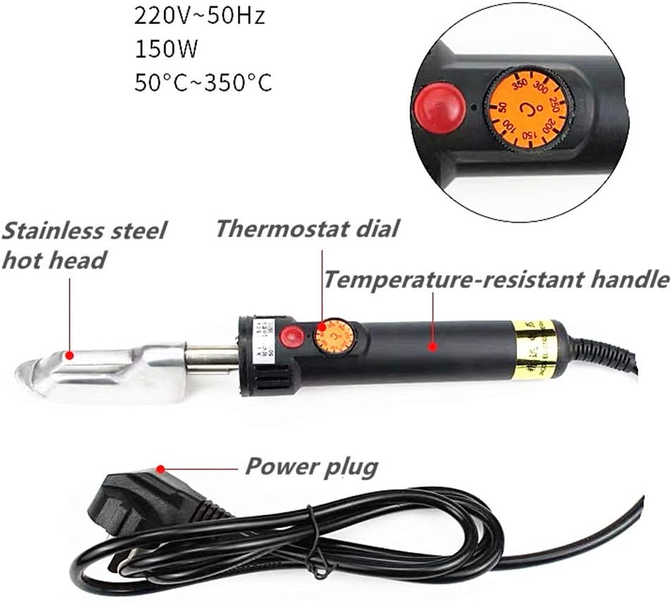 Handle Electric Mini Leather Iron 220V Wrinkles Removing Smoothing for Leather Clothes Leatherwear Bag Shoes Ironing with Anti-scalding Tape (Wooden Handle, 50W 150℃ Unadjustable Temperature)