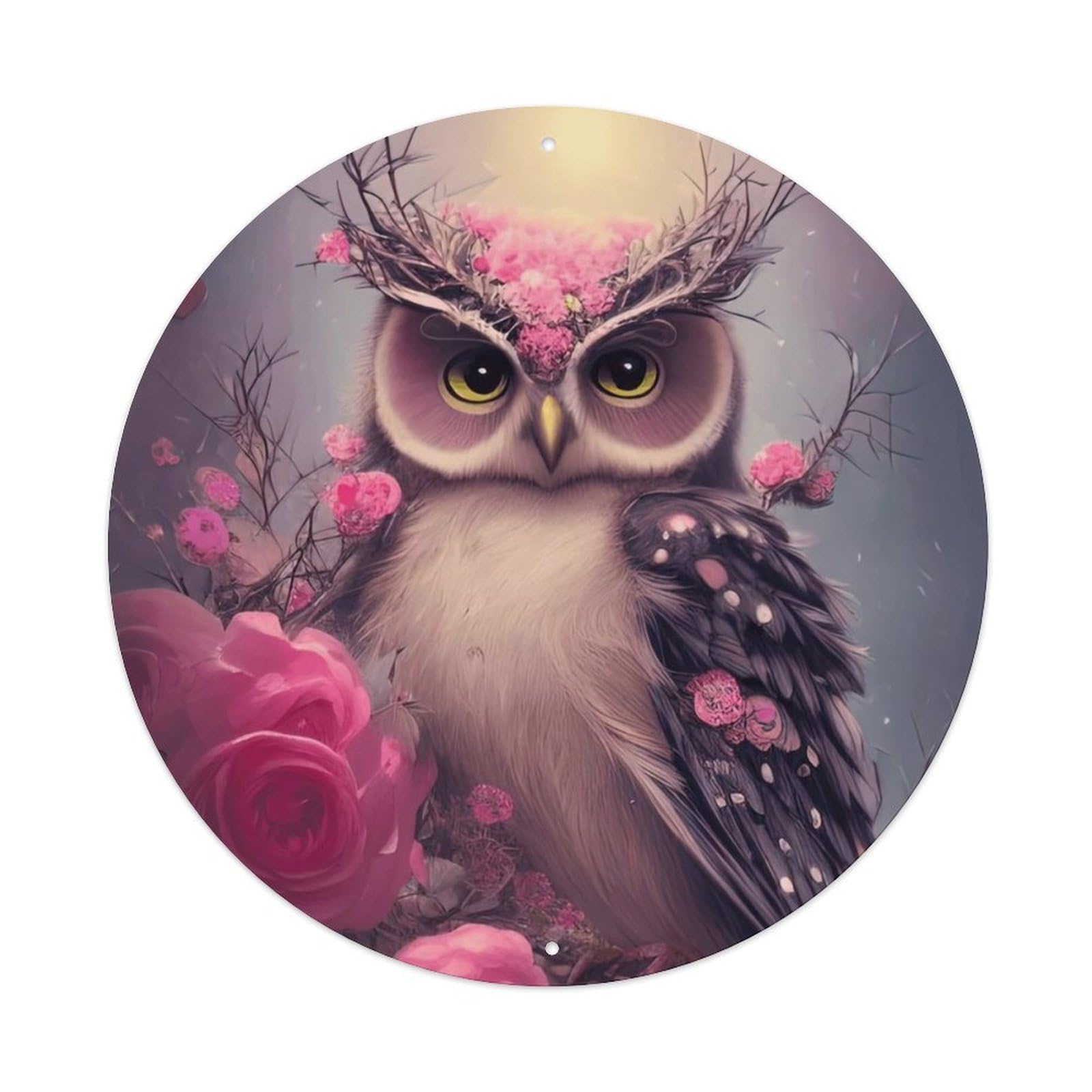 Animal Owl And Flower Metal Tin Sign