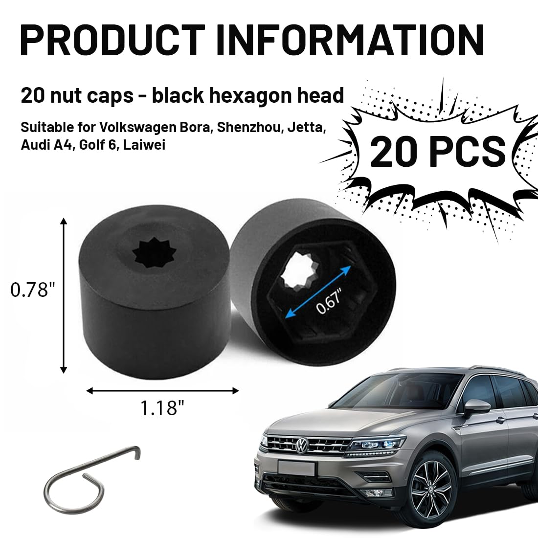 Cappucci copriruota 17 mm per Auto VW Golf Passat Beetle Audi